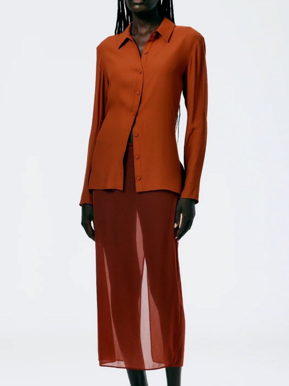 TIBI Sheer Brown "Cinnamon" Pencil Skirt XS